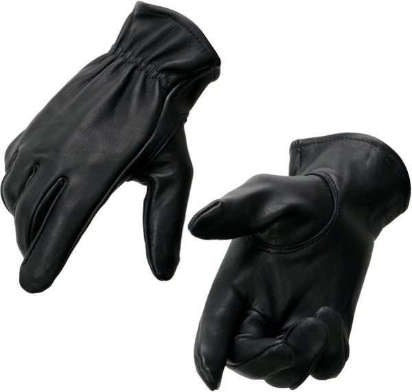 61nAnQRoUvL._AC_SL1200_ Men's Black Deerskin Unlined Motorcycle Gloves with Cinch Wrist Closure