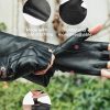 710MhhaAYPL._AC_SL1500_ Black PU Faux Leather Half Finger Glove for Driving, Outdoor Sport
