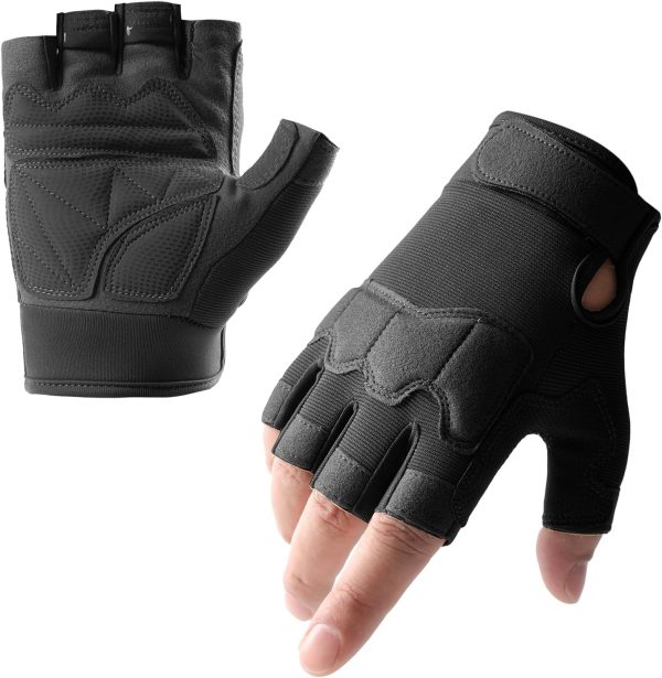 7122WM4J8IL._AC_SL1500_ Fingerless Outdoor Gloves with Knuckle Protection for Cycling, Hiking, and Motorcycle Riding