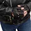 717HQFvxNL._AC_SL1200_ Men's Black Leather Perforated Gel Padded Palm Fingerless Motorcycle Gloves with Open Knuckle