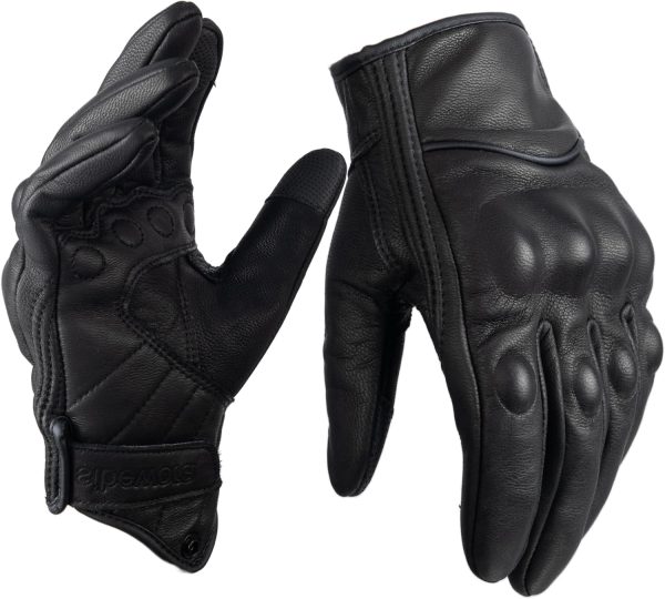 717WWqVfTML._AC_SL1500_ Men's Genuine Goatskin Leather Gloves - Full Finger Touchscreen Windproof for Urban Motorcycle Riding, Driving, Hiking