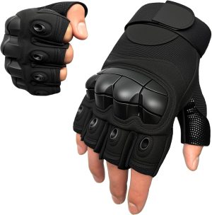 Fingerless Tactical Gloves with Knuckle Protection & Palm Padding for Cycling, Climbing, Hiking, Hunting, Airsoft, Paintball