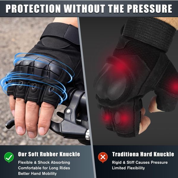 Fingerless Tactical Gloves with Knuckle Protection & Palm Padding for Cycling, Climbing, Hiking, Hunting, Airsoft, Paintball