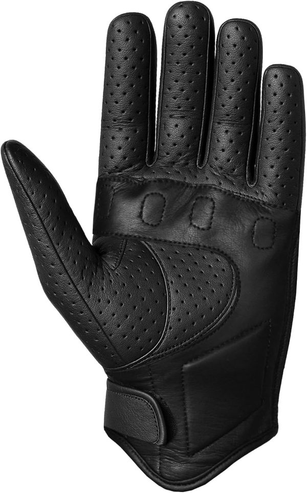 Men's Motorcycle Leather Gloves - Touch Screen, Non-Slip, Cruiser Street Biker Protector