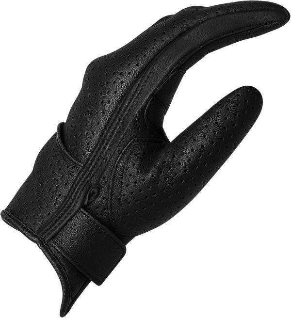 Men's Motorcycle Leather Gloves - Touch Screen, Non-Slip, Cruiser Street Biker Protector