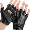 71VFYVyMnQL._AC_SL1448_ Black PU Faux Leather Half Finger Glove for Driving, Outdoor Sport