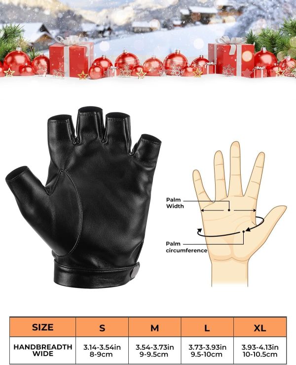 71c5nQR3hRL._AC_SL1479_ Black PU Faux Leather Half Finger Glove for Driving, Outdoor Sport