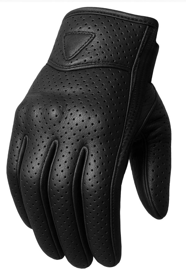 Men's Motorcycle Leather Gloves - Touch Screen, Non-Slip, Cruiser Street Biker Protector