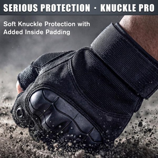Fingerless Tactical Gloves with Knuckle Protection & Palm Padding for Cycling, Climbing, Hiking, Hunting, Airsoft, Paintball