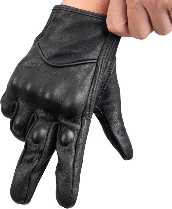 81bv3U1E32L._AC_SL1500_ Men's Genuine Goatskin Leather Gloves - Full Finger Touchscreen Windproof for Urban Motorcycle Riding, Driving, Hiking