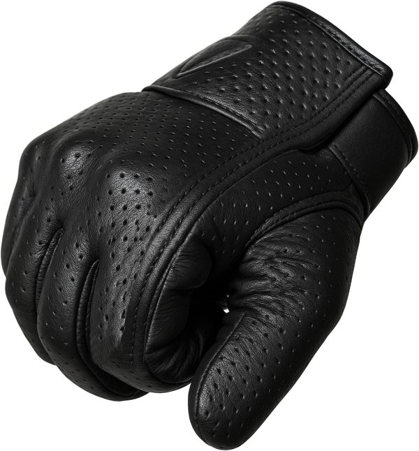 Men's Motorcycle Leather Gloves - Touch Screen, Non-Slip, Cruiser Street Biker Protector