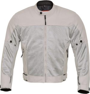 Men's Motorcycle Air Mesh Biker Jacket - Dual Sport Armor Gear - Gray