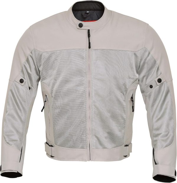 91QmMm8mSgL._AC_SL1500_ Men's Motorcycle Air Mesh Biker Jacket - Dual Sport Armor Gear - Gray